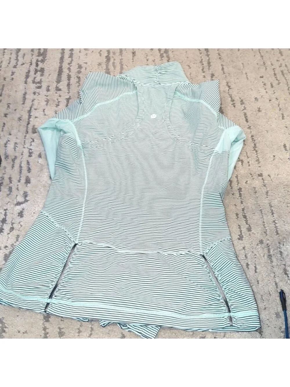 Lululemon Race With Grace 1/2 Zip Mini Hyper Stripe Fresh Teal / Fresh Teal